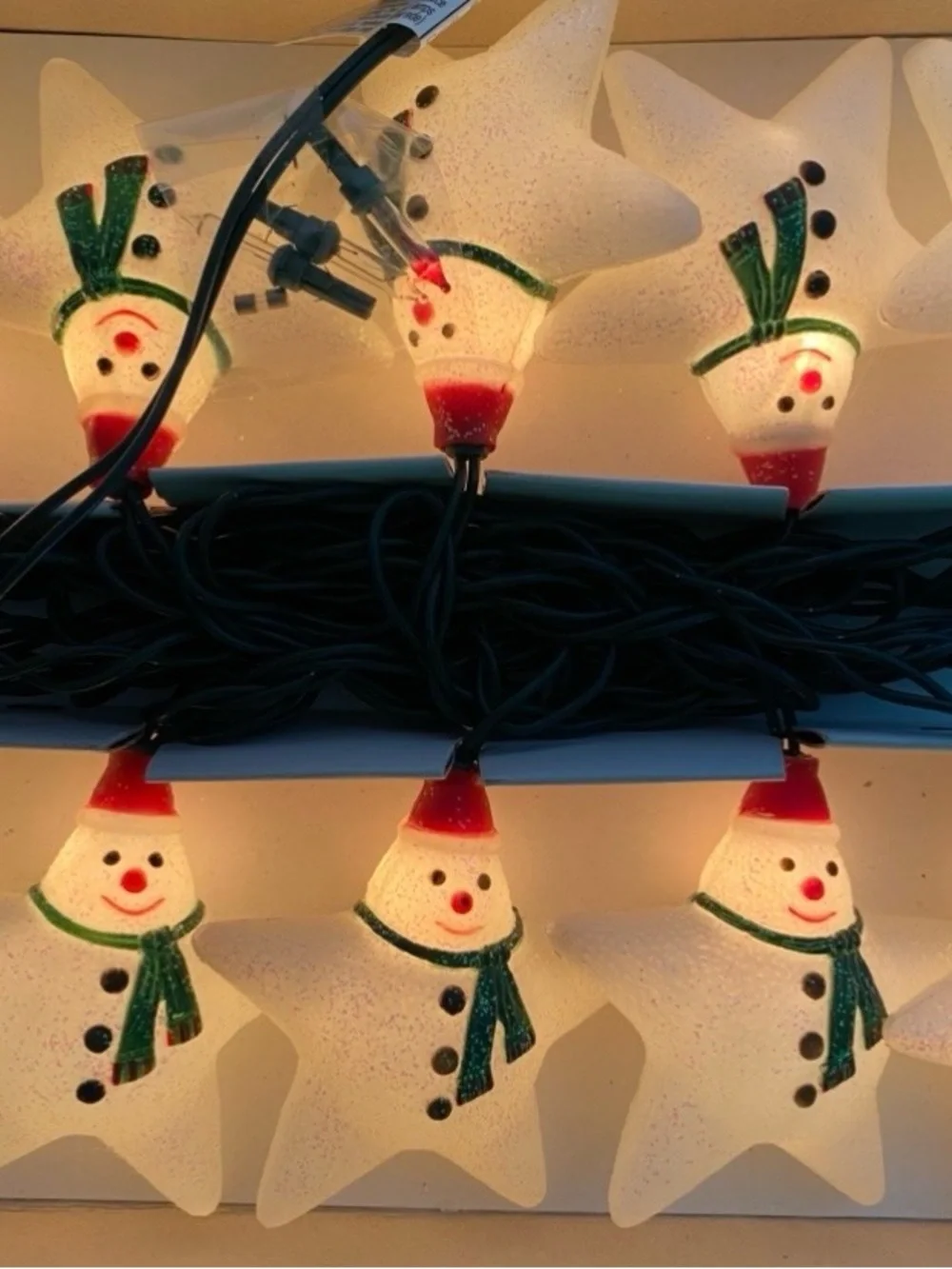 Vintage Snowman Star Blow Mold String Lights 10 Lights Kurt Adler Tested Works